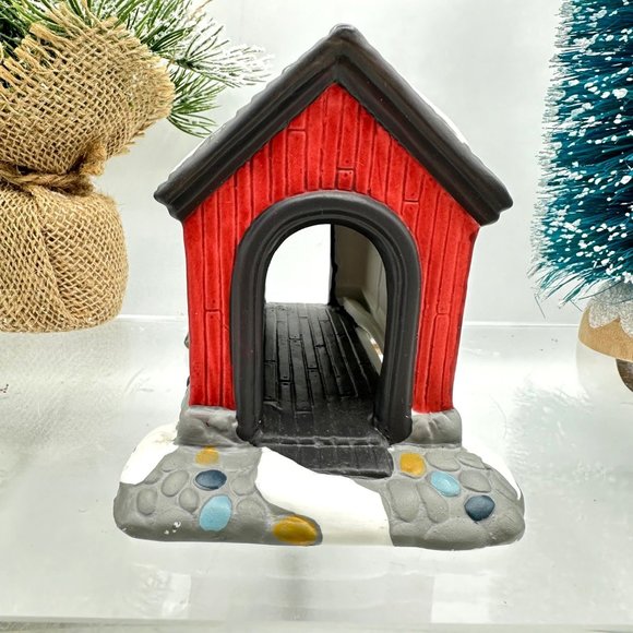 Dickens Keepsake Covered Bridge Porcelain Christmas Holiday Village Decor - Picture 2 of 11